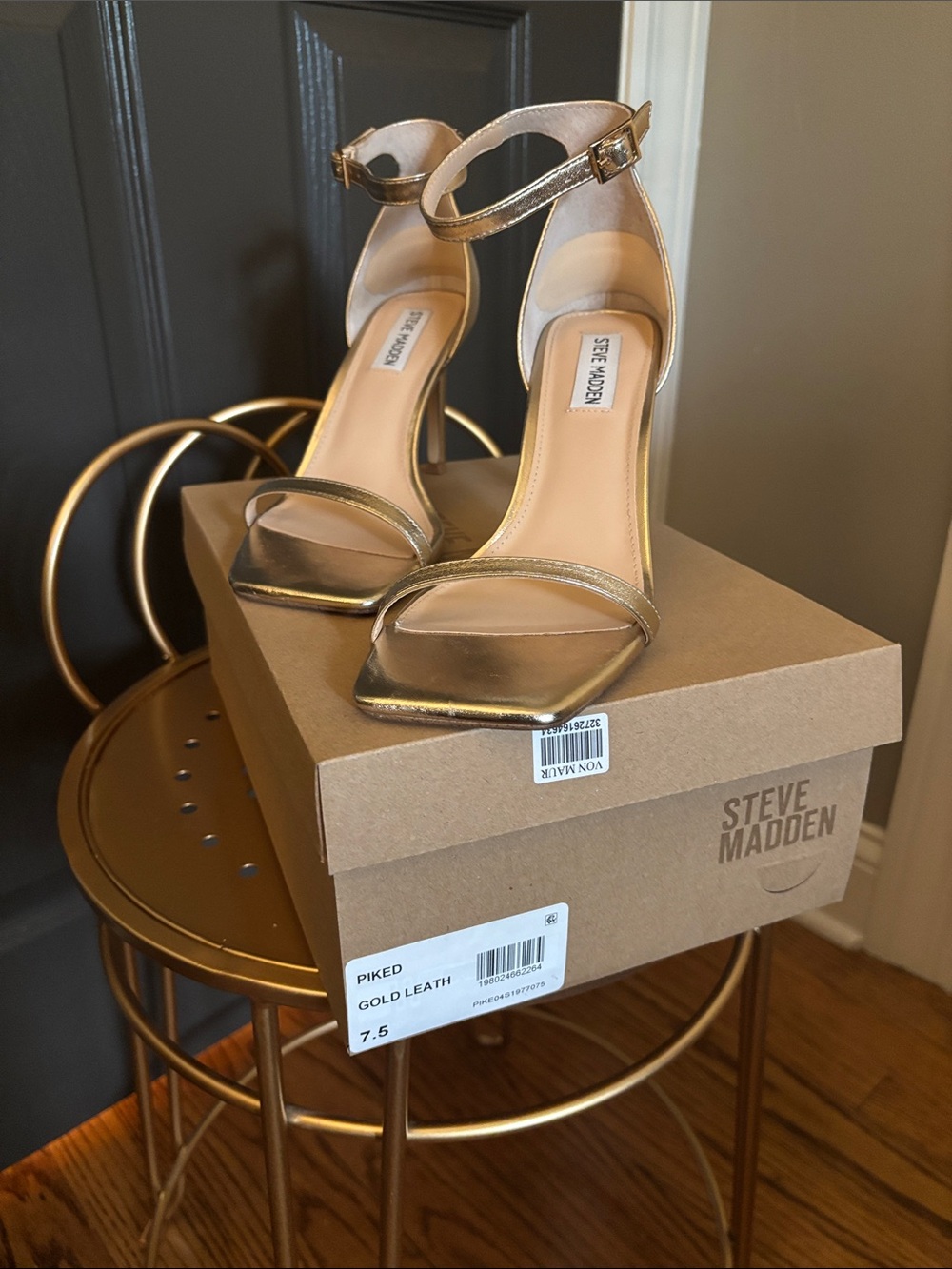 Steve Madden Metallic Gold Ankle-Strap Stilettos - Picture 4 of 4